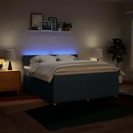 vidaXL Boxspringbett mit Matratze Blau 180x200 cm Stoff