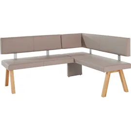 Home Affaire Eckbank HOME AFFAIRE "Rio", grau (taupe), B:210cm H:89cm T:140cm, Sitzbänke, Eckbank, Massivholz in Eiche geölt, Esszimmerbank bequem gepolstert