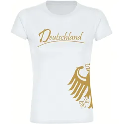 multifanshop Damen T-Shirt - Deutschland - Adler seitlich Gold - Druck gold metallic - Frauen