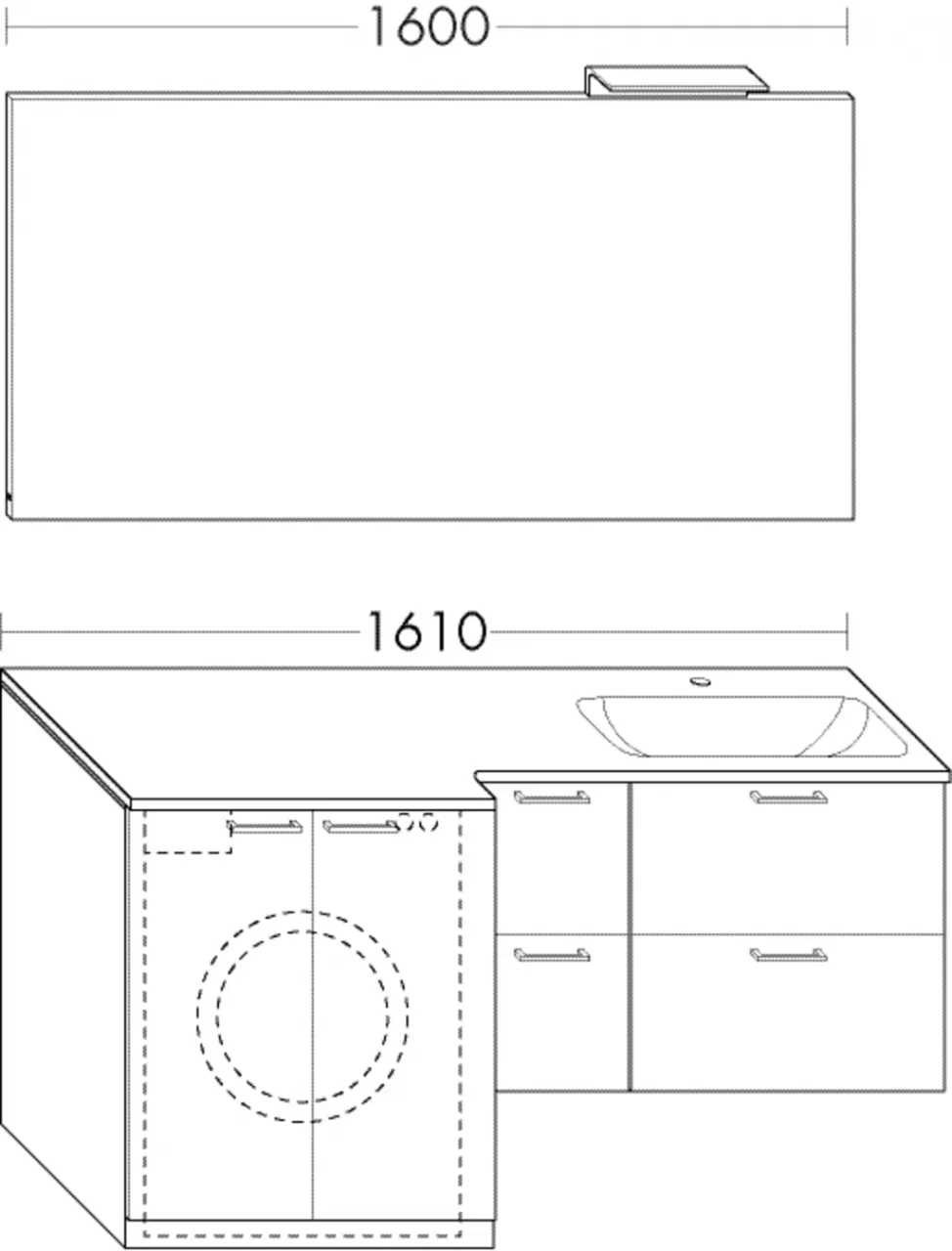 Burgbad Set Sys30 PG2 Echo Basaltgrau Matt/Alpinweiss, SFHP161F2236C0001 SFHP161F2236C0001