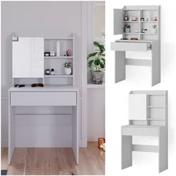 Vicco Schminktisch Frisiertisch Frisierkommode Laura Weiß 70x136 cm Spiegelschrank modern Schlafzimmer Kommode Schminkspiegel Schrank Schublade Kosmetiktisch Make-Up-Tisch