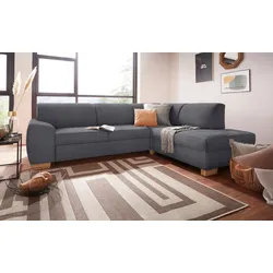 Ecksofa DOMO COLLECTION "Incanto kubische Formensprache, komfortabel, L-Form", grau (dunkelgrau), B:260cm H:81cm T:195cm, Sofas, wahlweise mit Bettfunktion