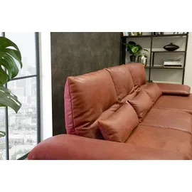 KAWOLA Sofa FENICE Ecksofa Leder Recamiere rechts burgunderrot