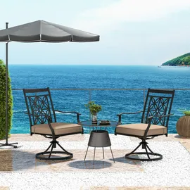 Costway Gartenstuhl 70 x 60 x 92 cm schwarz/khaki 2 St.