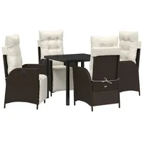 VidaXL 5-teiliges Garten-Essset Braun Poly Rattan