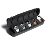 LuxusKollektion Uhrenbox Uhrenetui Uhrenrollen Uhrenkissen Damen Schwarzer Stoff 5 Steckplätze schwarz