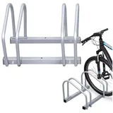 Clanmacy Fahrradständer Fahrradständer mit 2 Fahrräder 41cm Bodenständer Aufstellständer silberfarben