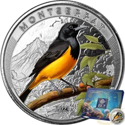 1 Unze Silbermünze EC8 Montserrat - Oriole Bird 2023 - coloriert
