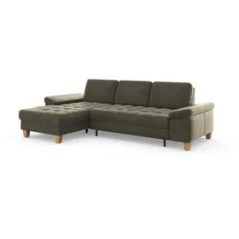 sit&more Ecksofa SIT & MORE "Westham L-Form", grün (lindgrün), B:275cm H:88cm T:172cm, 100% Polyester, Sofas, Ecksofa, mit Recamiere, mit oder ohne Bettfunktion, Bettkasten, Füße Eiche