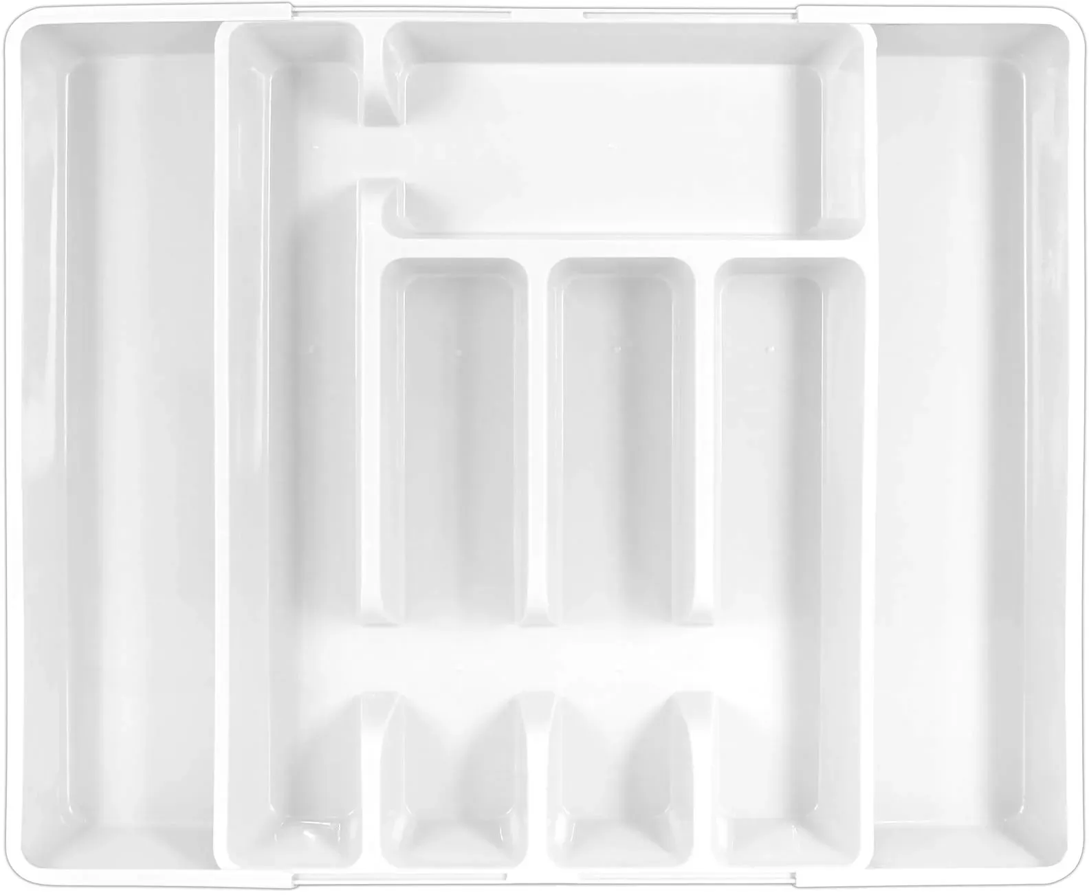 TW24 Alpina Besteckkasten ausziehbar mit Farbwahl 27-44cm für Schubladen Besteckfach Kunststoff Besteckeinsatz Schubladeneinsatz (Weiß)