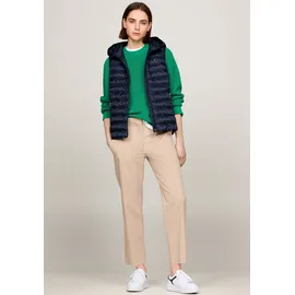 Tommy Hilfiger Damen Weste Padded Global Stripe Vest mit Kapuze, Blau (Desert Sky), XXL - XXL