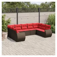 vidaXL Gartensofa-Set 9-tlg. Loungesofa braun