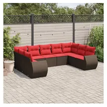 vidaXL Gartensofa-Set 9-tlg. Loungesofa braun