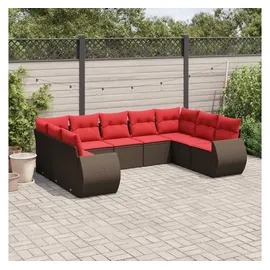 vidaXL Gartensofa-Set 9-tlg. Loungesofa braun