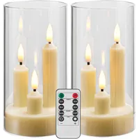 2er-pack Batteriebetriebene Flammenlose Kerzen Mit Fernbedienung Und Timer, Led Mit Drei Dochten, Romantische Hochzeit, Perfekte Heimdekoration (elfenbein)