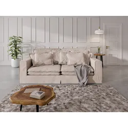4-Sitzer HOME AFFAIRE "ALISSAS mit vielen Kissen, Biesen an den Kissen", beige, B:240cm H:94cm T:146cm, 92% Polyester, 8% Nylon, Sofas, Hussenoptik, mit kleinen Taschen an der Seite zum Verstauen