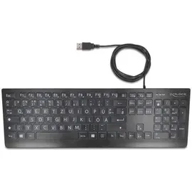 DeLock 12170, Tastatur Universal USB QWERTZ, Deutsch Schwarz