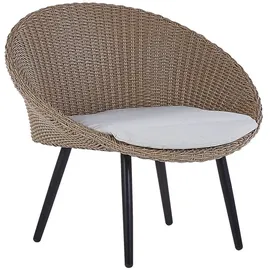 Beliani Gartenmöbel Set Natürlich 2-Sitzer Rattan Stahlgestell Runder Tisch Sicherheitsglas Inkl. Auflagen in Hellbeige Terrasse Outdoor Modern - Gr.: onesize