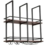 [en.casa] Weinregal Hubro 80 x 30 x 85 cm Schwarz