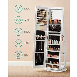 Songmics Schmuckschrank Berit 360 Grad Drehbar Weiß
