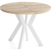 WFL GROUP Runder Ausziehtisch 80-130 x 77 cm Eiche Sonoma Hellbraun