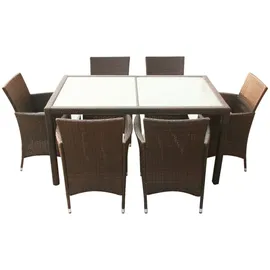 vidaXL Polyrattan Set 7-tlg. braun