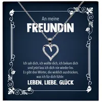 22Feels Schmuckset Freundin Geschenk Jahrestag Frauen Schmuck Valentinstag Halskette Herz (inkl. Geschenktasche, Karte(n), Poliertuch, Beutel), Echt-Silber 925/000, Karte Made In Germany silberfarben