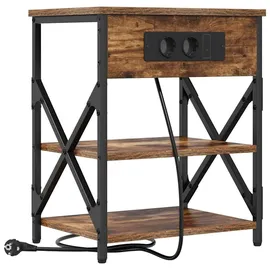 vidaXL Nachtschrank mit Ladestation 41 x 31 x 51 cm Braun