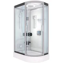 AcquaVapore Komplettdusche mit Schiebetür 80 x 120 cm Weiß Sicherheitsglas D60-70T1R-EC