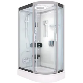 AcquaVapore Komplettdusche mit Schiebetür 80 x 120 cm Weiß Sicherheitsglas D60-70T1R-EC
