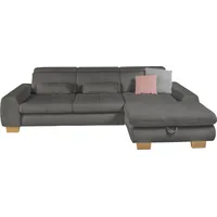 Set One by Musterring Ecksofa, grau (anthrazit), SET ONE BY MUSTERRING, Sofas, B/H/T: 307cm x 86cm x 195cm, Cord, Ottomane rechts, Sitzhöhe 49cm,Sitztiefenverstellung im 3-Sitzer,ohne Kopfteilverstellung,ohne Bettfunktion,ohne Bettkasten, 88% Polyester;12% Polyamid, Ecksofa,
