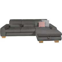 Set One by Musterring Ecksofa, grau (anthrazit), SET ONE BY MUSTERRING, Sofas, B/H/T: 307cm x 86cm x 195cm, Cord, Ottomane rechts, Sitzhöhe 49cm,Sitztiefenverstellung im 3-Sitzer,ohne Kopfteilverstellung,ohne Bettfunktion,ohne Bettkasten, 88% Polyester;12% Polyamid, Ecksofa,
