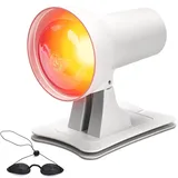Rotlichtlampe Wärmelampe 150W Infrarotlampe, Rotlicht Infrarot Lampe mit 3 Stufen Timer, Einstellbarer Temperatur & 90° Einstellbarer Winkel, für entspannende Muskelermüdung,Inklusive Schutzbrille