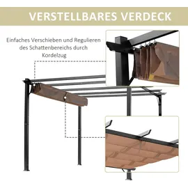 Outsunny Pergola Pavillon 3 x 4 m Grau/Braun