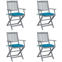 Möbel Outdoor Relaxsessel,Balkonstuhl Klappbare Gartenstühle 4 Stk. mit Kissen Massivholz Akazie DE17610