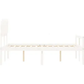 vidaXL Seniorenbett mit Kopfteil Weiß Massivholz