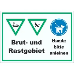 Brut- und Rastgebiet Hund anleinen Aufkleber A3 (297x420mm)