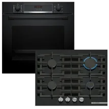 Bosch Herdset Backofen Pyrolyse + Gas-Kochfeld FlameSelect autark 60 cm