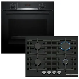 Bosch Herdset Backofen Pyrolyse + Gas-Kochfeld FlameSelect autark 60 cm