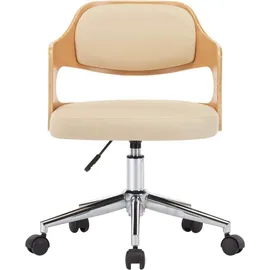 vidaXL Drehbarer Bürostuhl Kunstleder Creme