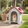 PawHut Hundehütte Outdoor, Hundehaus mit Dachluke, Tor, Unterschlupf für kleine Hunde, Kleintierstall, Luftzirkulation, wasserdicht, Rot Aosom