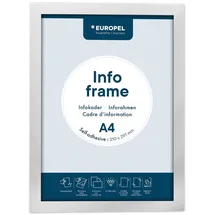 Europel Selbstklebender magnetischer Info-Rahmen aus PVC, A4 Silber, 2er Set, einfach ablösbar durch Magnet, doppelseitig, Hoch- oder Querformat, 32,5 x 23,8 cm