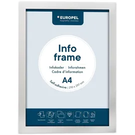 Europel Selbstklebender magnetischer Info-Rahmen aus PVC, A4 Silber, 2er Set, einfach ablösbar durch Magnet, doppelseitig, Hoch- oder Querformat, 32,5 x 23,8 cm