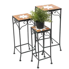 DanDiBo Ambiente Blumenhocker Mosaik Eckig 46 x 54 x 62 cm Schwarz