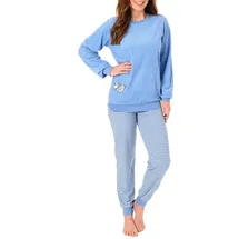 Creative by Normann Frottee Pyjama Schlafanzug mit Bündchen Blau 36/38
