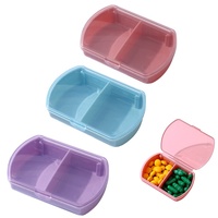 Koomuao Pillendose Klein 2 Fächer,3 Stück mini Tablettenbox,Tragbar Pillenbox Klein Tablettendose,Pillenbox Medikamentenbox für Reise und Tägliches Gebrauch