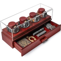 Uhrenvitrine Uhrenständer - Perfektes Vatertagsgeschenk - Holz Herrenuhrenkasten Uhrenbox Organizer für Männer Uhrenboxen - Display und Schublade für Accessoires
