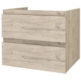 Belvit Waschbeckenunterschrank ARONA Badmöbel MDF Softclose 2 Schubladen Helles Holz hängend 60-120 cm beige 60 cm