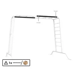 BERG Rahmenrohr für PlayBase Large, oben, Muffe/Muffe, Vierkant-Verschraubung
