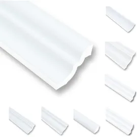 MDEKOR 100 Meter Deckenleisten Styropor XPS Stuckleisten Abschlussleiste Decke Weiss 50X50 mm Zierprofile Styroporleisten Deckenleisten Zierleisten Sparpaket NS50